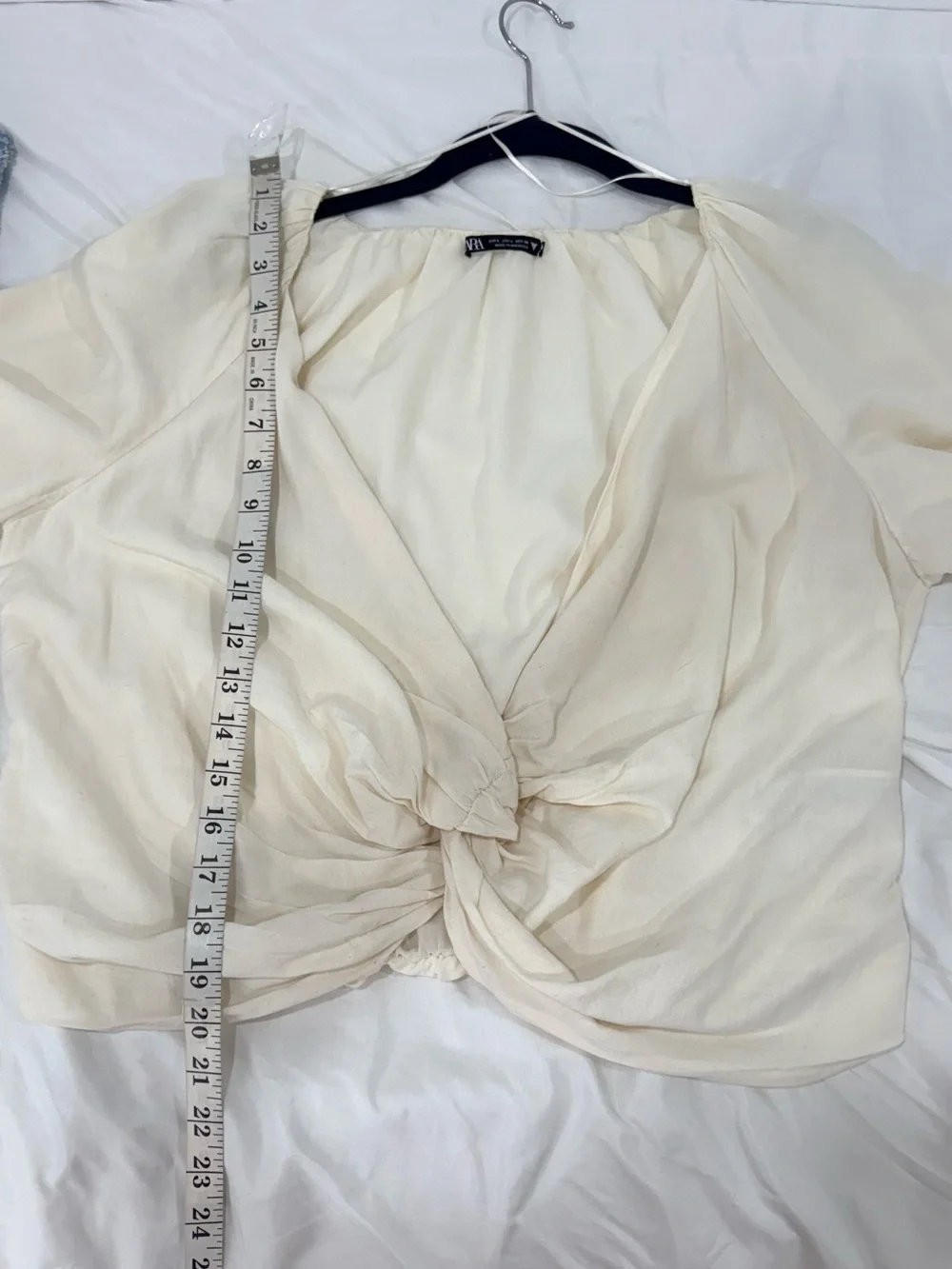 Zara Cream Twist-Front V-Neck Blouse size L